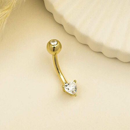 Kalp Taşlı Göbek Piercing