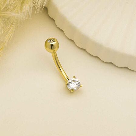 Tek Taşlı Göbek Piercing