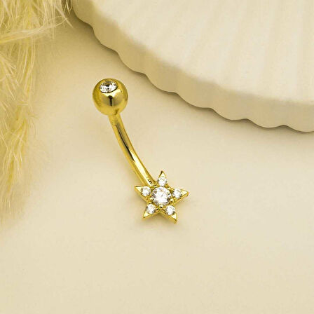 Taşlı Motifli Göbek Piercing