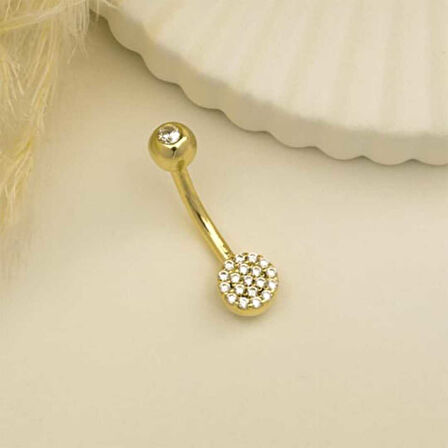 Top Taşlı Daire Motifli Göbek Piercing