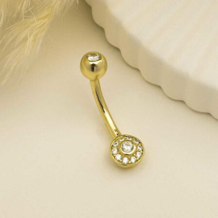 Taşlı Daire Motifli Göbek Piercing