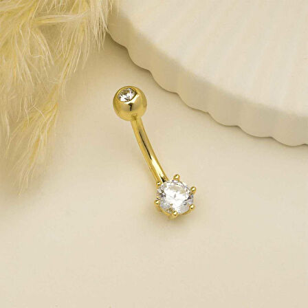 Tek Taşlı Göbek Piercing