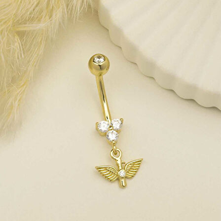 Taşlı Kuş Sallantılı Göbek Piercing
