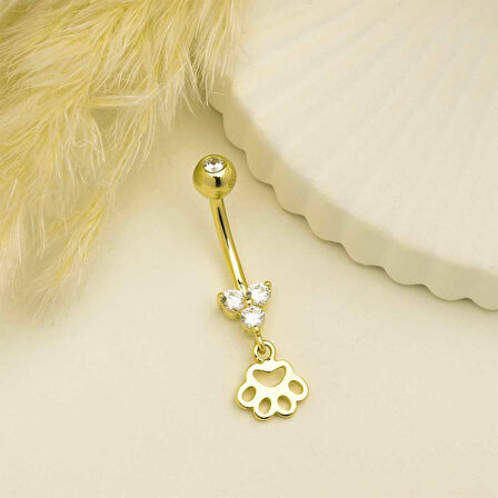 Taşlı Pati Sallantılı Göbek Piercing