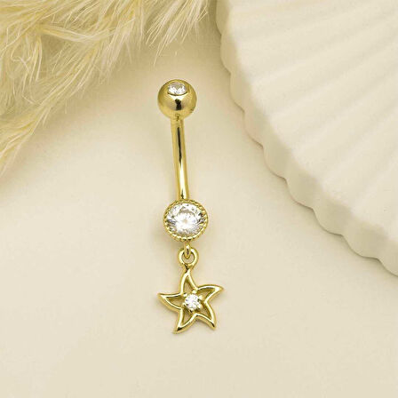Taşlı Yıldız Sallantılı Göbek Piercing