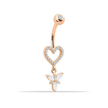 Taşlı Sallantılı Kalp Gösterişli Göbek Piercing