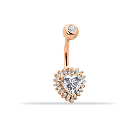 Taşlı Kalp Gösterişli Göbek Piercing