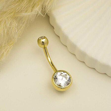 Büyük Tek Taşlı Göbek Piercing