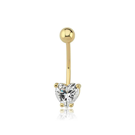 Kalp Kesim Taşlı Göbek Piercing