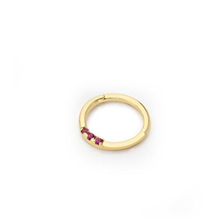Üç Taşlı Kırmızı Helix Piercing