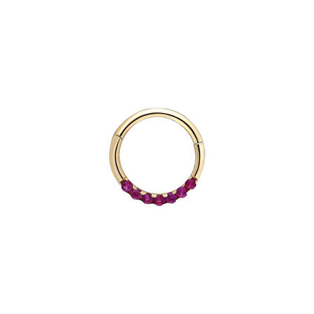 Gömülü Kırmızı Taşlı Helix Piercing
