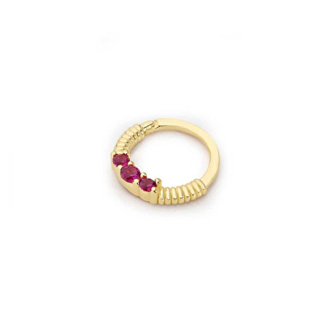 İşleme Detaylı Kırmızı Taşlı Helix Piercing