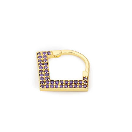 Mor Taşlı Üçgen Helix Piercing