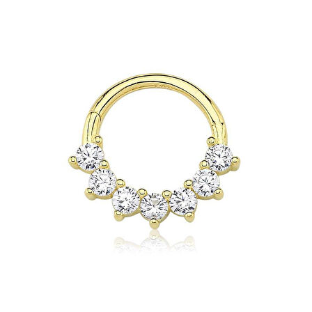 Beyaz Yedi Taşlı Helix Piercing