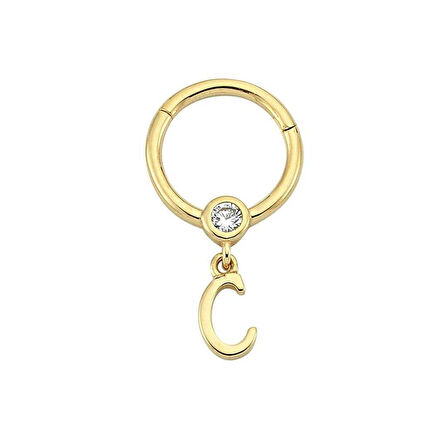 Taşlı C Harfi Sallantılı Helix Piercing