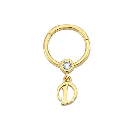 Taşlı D Harfi Sallantılı Helix Piercing