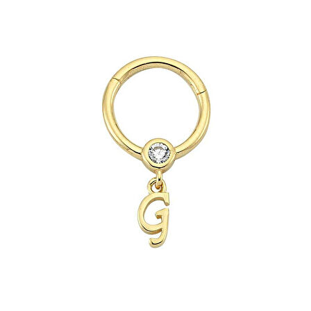 Taşlı G Harfi Sallantılı Helix Piercing