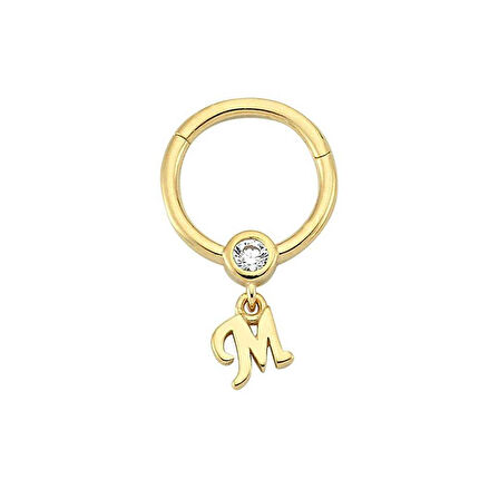Taşlı M Harfi Sallantılı Helix Piercing