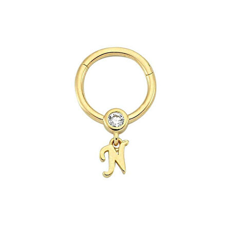 Taşlı N Harfi Sallantılı Helix Piercing