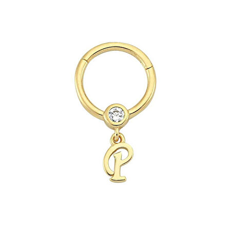 Taşlı P Harfi Sallantılı Helix Piercing