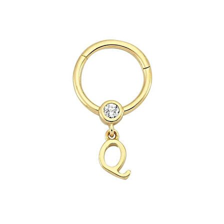 Taşlı Q Harfi Sallantılı Helix Piercing