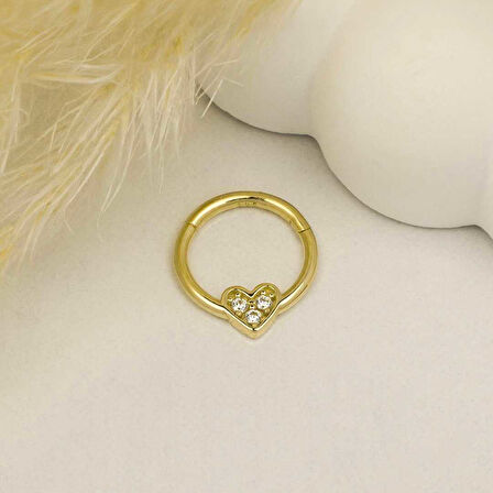 Taşlı Kalp Motifli Helix Piercing