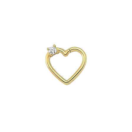 Tek Taşlı Kalp Helix Piercing