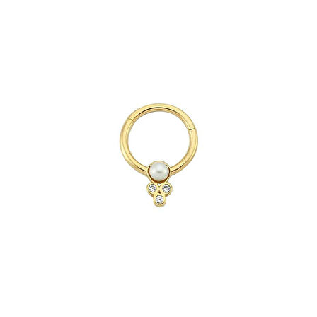 İncili Üç Taşlı Helix Piercing