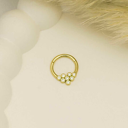 Sekiz Taşlı Motifli Helix Piercing
