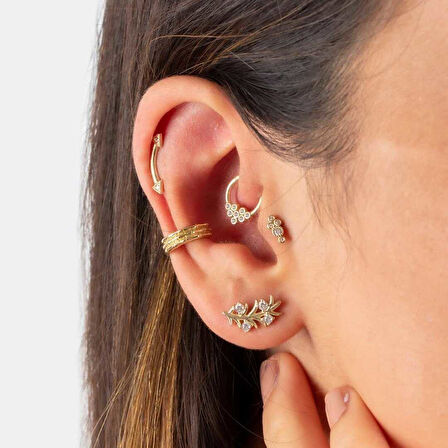 Sekiz Taşlı Motifli Helix Piercing