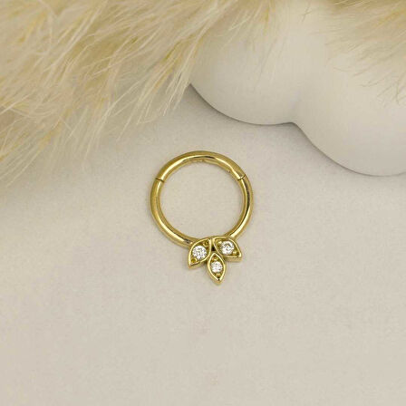 Taşlı Çiçek Motifli Helix Piercing