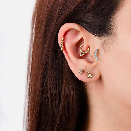 Taşlı Kalp Motifli Helix Piercing