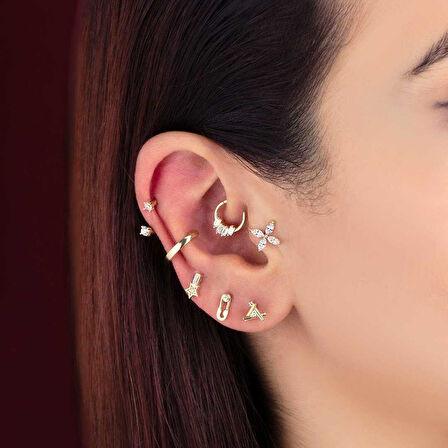 Baget Taşlı Motifli Helix Piercing