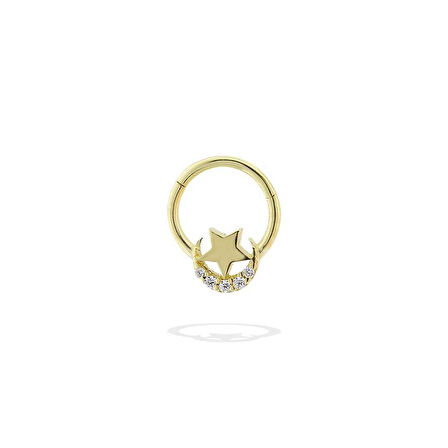 Taşlı Ay Yıldız Motifli Helix Piercing