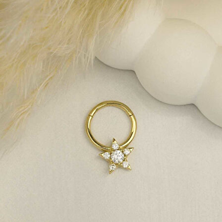 Taşlı Yıldız Motifli Helix Piercing