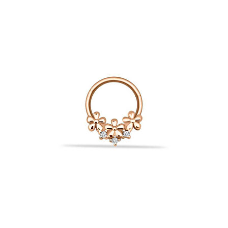 Taşlı Üç Çiçek Motifli Helix Piercing