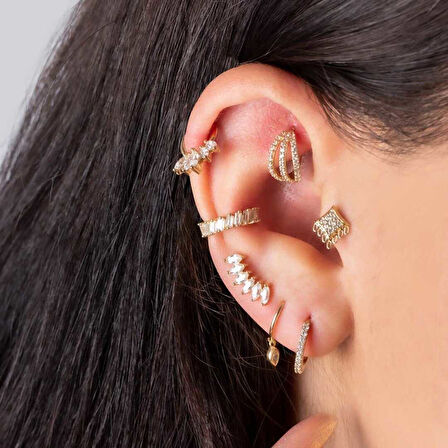 Beş Markiz Taşlı Helix Piercing