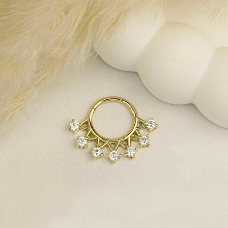 Yedi Taşlı Taç Helix Piercing