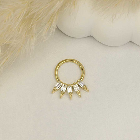 Baget Taşlı Diken Motifli Helix Piercing