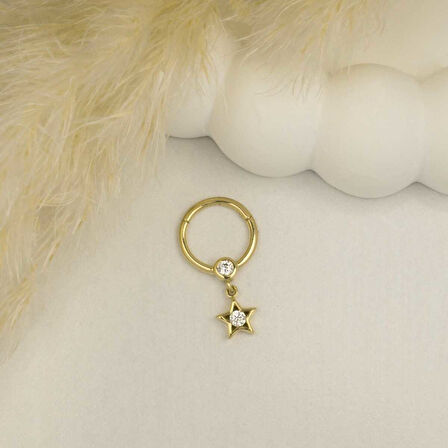 Yıldız Sallantılı Minimal Halka Piercing