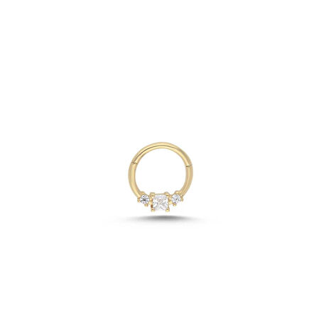 Kare ve Mini Nokta Taşlı Helix Piercing