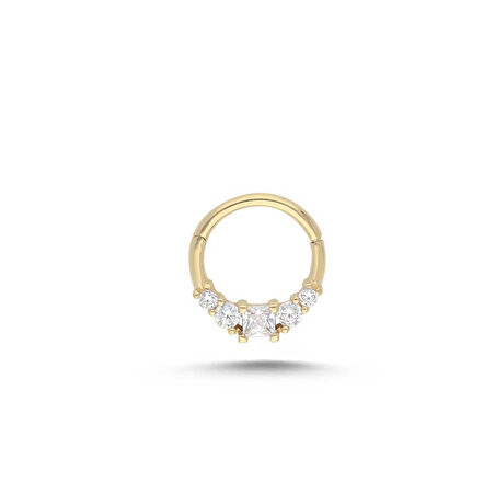 Kare Oval Taşlı Helix Piercing