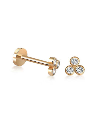 Üç Taşlı Bubble Tragus Piercing
