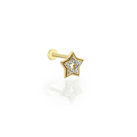 İşleme Detaylı Taşlı Yıldız Tragus Piercing