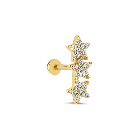 Üçlü Yıldız Taşlı Tragus Piercing