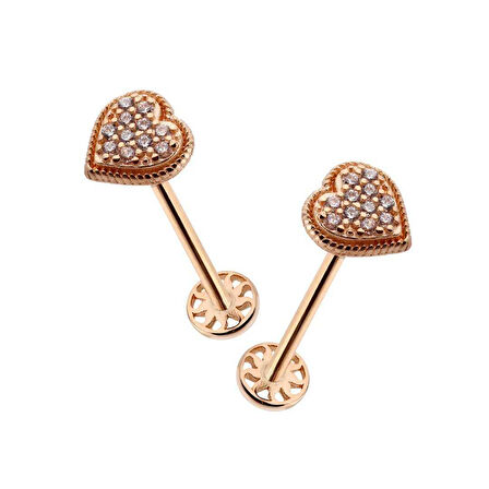 İşleme Detaylı Taşlı Kalp Desen Tragus Piercing