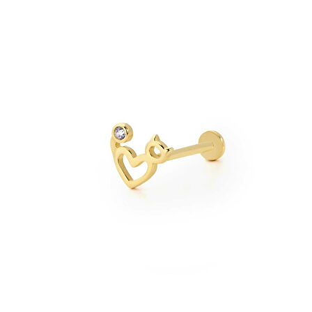 Kedi Sevgisi Tektaş Model Tragus Piercing