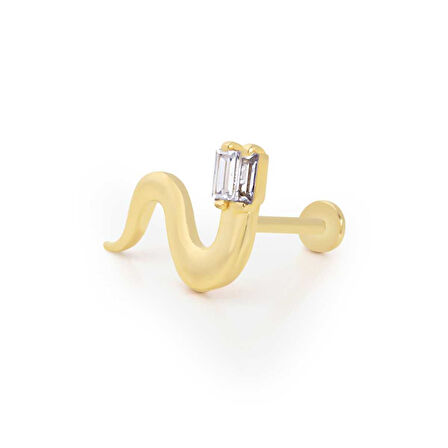 Yılan Desen Baget Taşlı Tragus Piercing