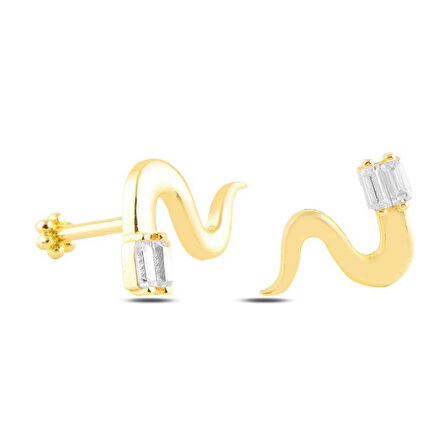 Yılan Desen Baget Taşlı Tragus Piercing