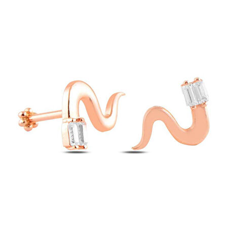 Yılan Desen Baget Taşlı Tragus Piercing